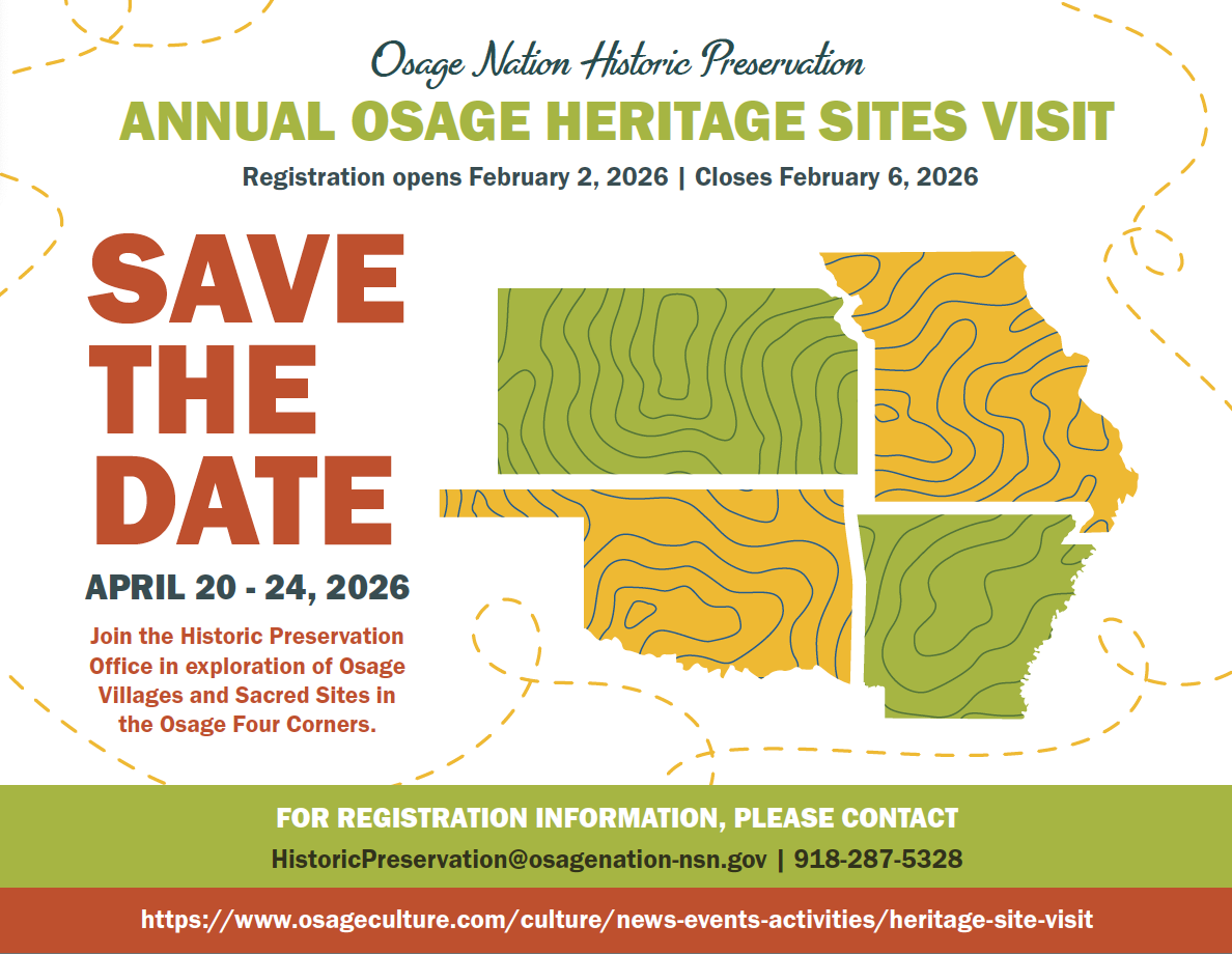 2026 Osage Heritage Sites Visit Save the Date Flyer
