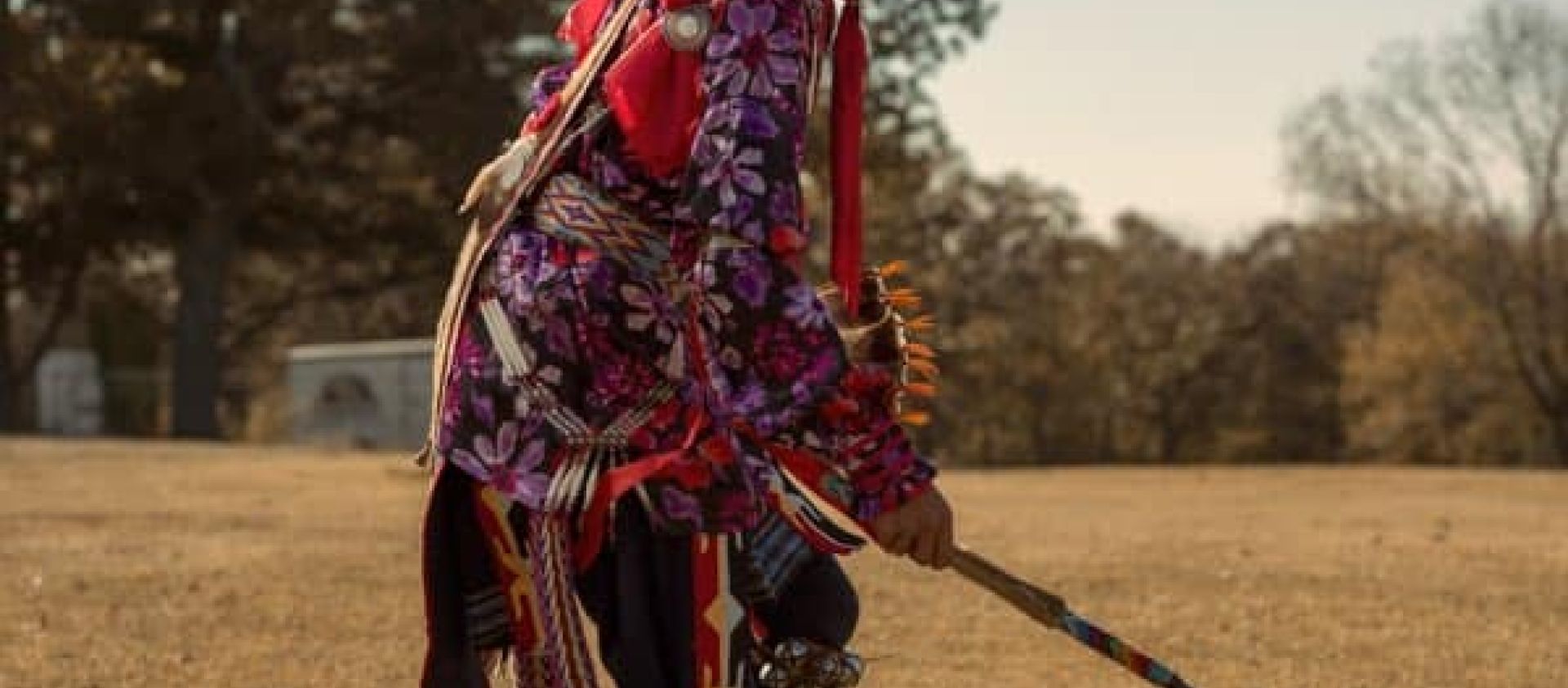 Hominy Drumkeeper in traditional clothing. 
