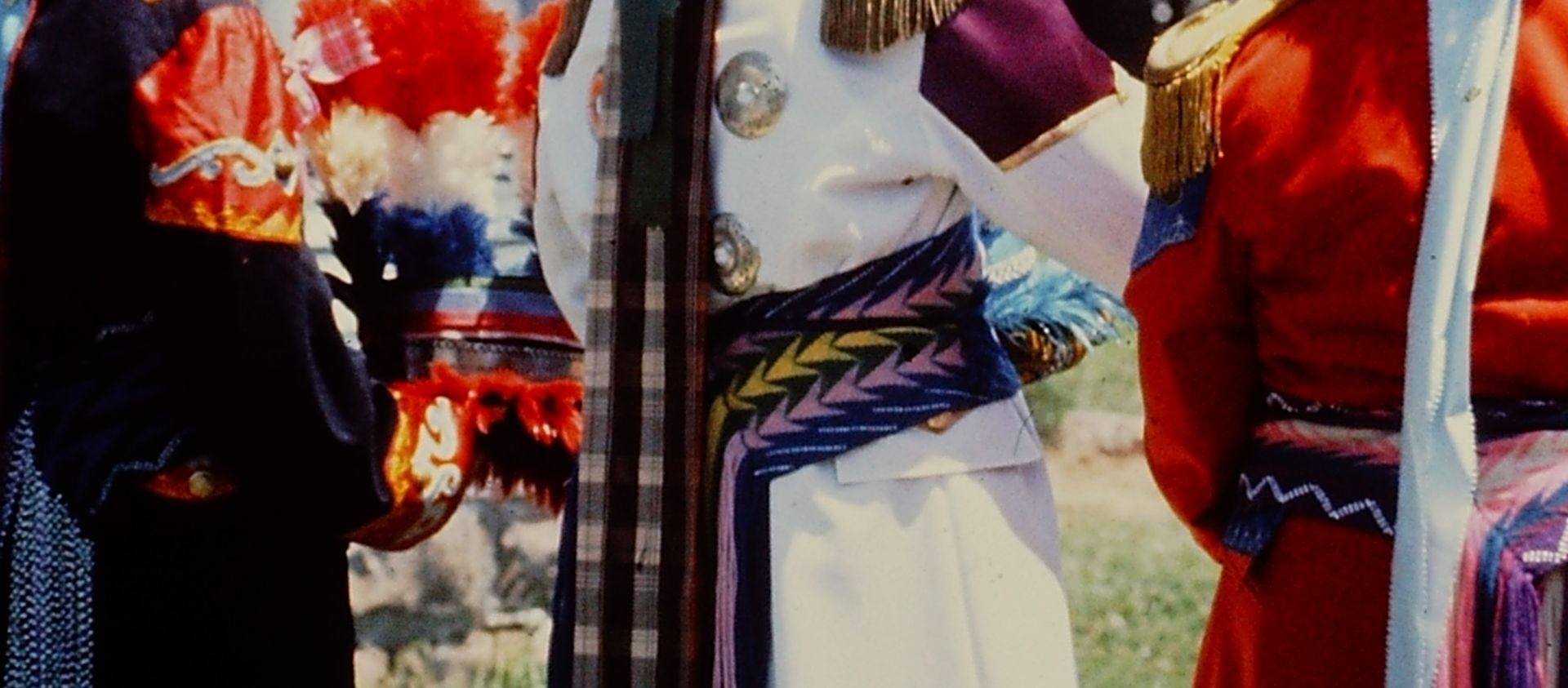 Three Wahzhazhe women in wedding coats Hominy, OK (1979)