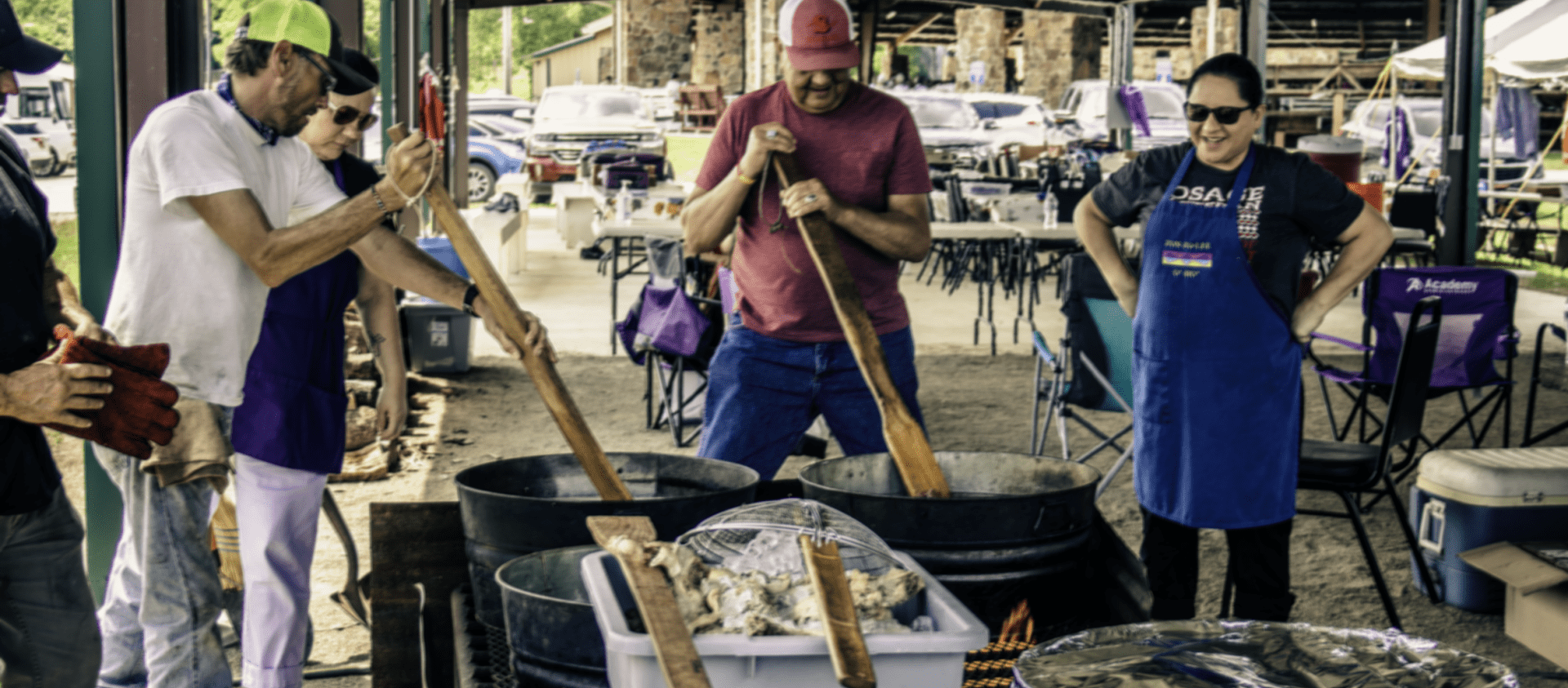 Hominy cooks prepare food during the Grayhorse 2021 Inlonshka. 