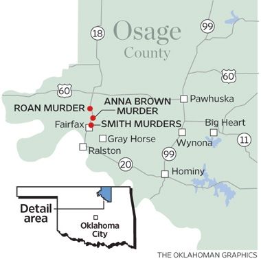 Map of some of the Osage murders