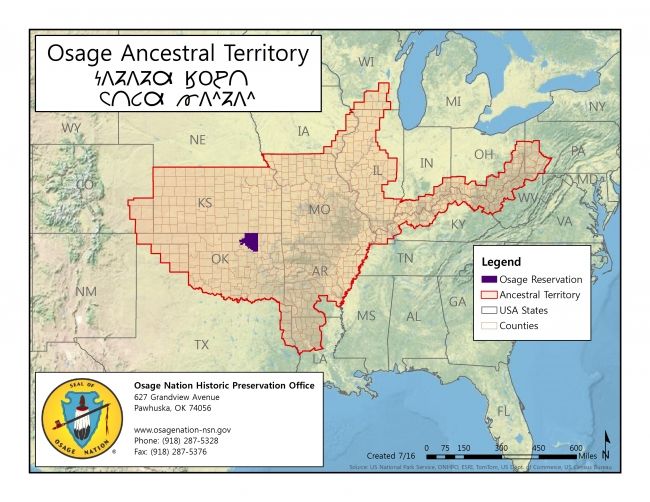 Osage Ancestral Territory Map Osage Ancestral Territory Map