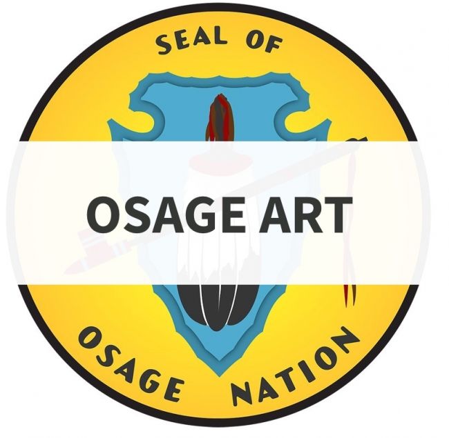Osage Seal with Osage Art as text overlayed Osage Seal with Osage Art as text overlayed